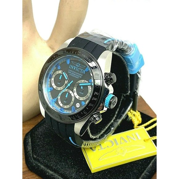 Invicta Men's Watch 17193 Speedway Chronograph Quartz Blue Black Rubber Band - Picture 2 of 12